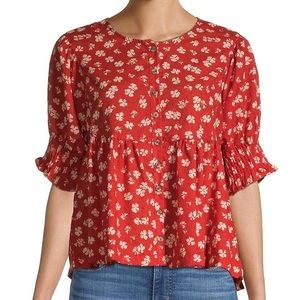 Madewell Floral Peplum Top
